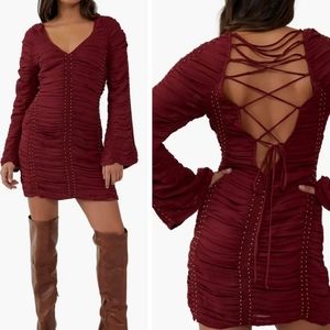 Free People Burgundy Mini Dress